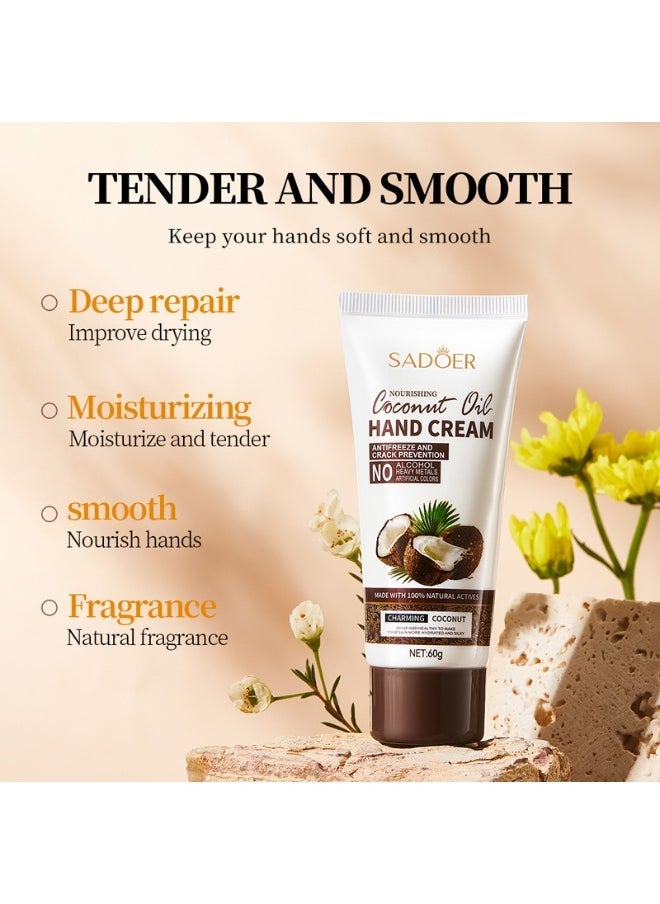 SADOER Coconut Oil Hand Cream,Nourishing Whitening Moisturizing Skin Care Cream, Fast Absorbing Anti Ageing Hand Cream 60g - Image 5