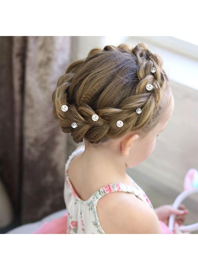 Lemon 40 Pcs Mini Rhinestone Hair Clips Tiny Pearl Hair Clips Decorative Hair Clips Sparkly Crystal Hair Pins Silver White Hair Clips Wedding Bridal Hair Accessories for Girls Women - Image 2