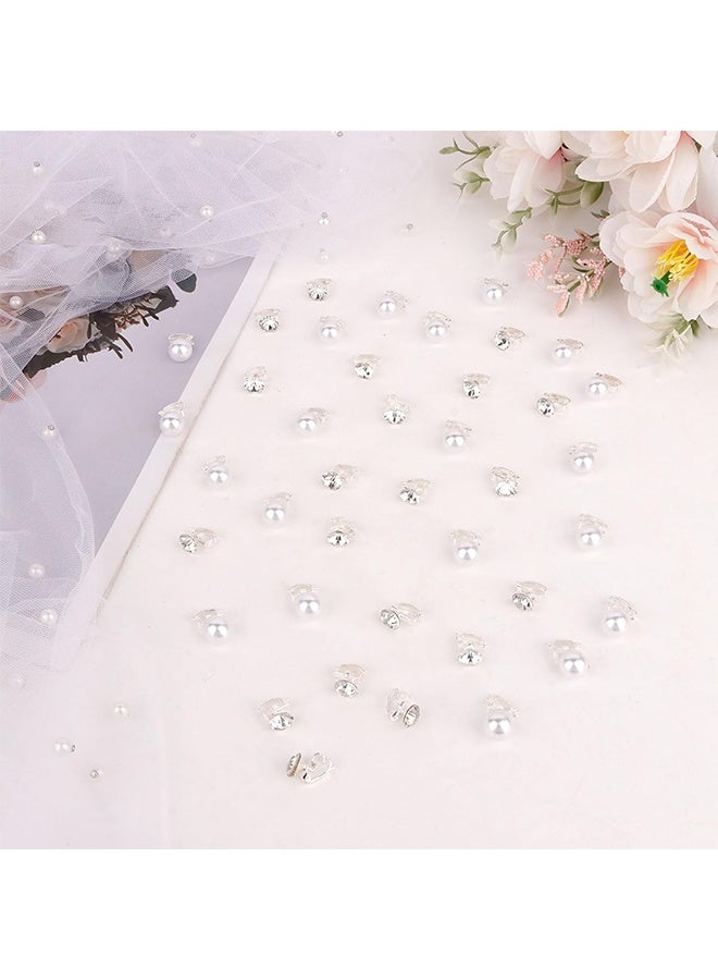 Lemon 40 Pcs Mini Rhinestone Hair Clips Tiny Pearl Hair Clips Decorative Hair Clips Sparkly Crystal Hair Pins Silver White Hair Clips Wedding Bridal Hair Accessories for Girls Women - Image 5