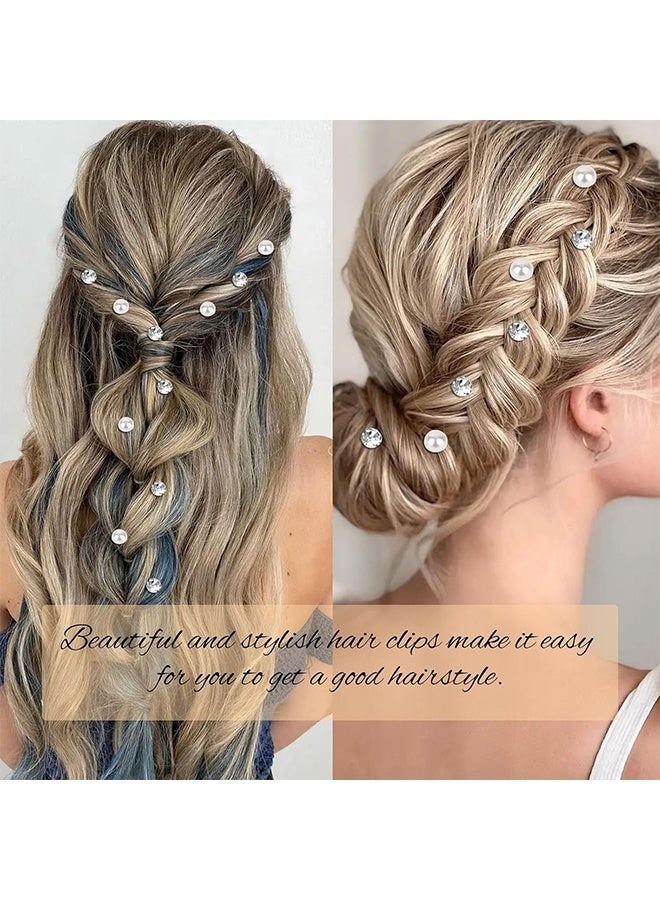 Lemon 40 Pcs Mini Rhinestone Hair Clips Tiny Pearl Hair Clips Decorative Hair Clips Sparkly Crystal Hair Pins Silver White Hair Clips Wedding Bridal Hair Accessories for Girls Women - Image 3