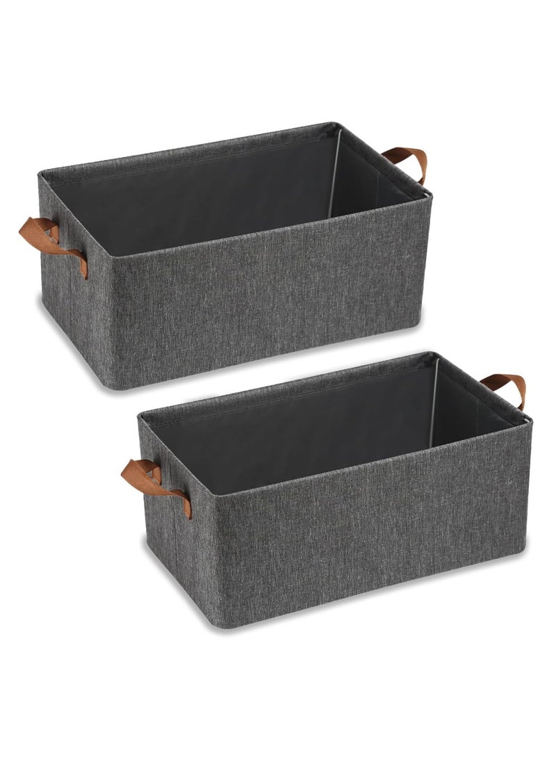 Relex 2 Pack Foldable Storage Bins, Rectangle Storage Box Organizer with Handles, Fabric Storage Bins for Organizing Clothes, Sheets, Toys, Books, Closet Shelf Organizer and Storage Cabinet (Grey)  - Image 1