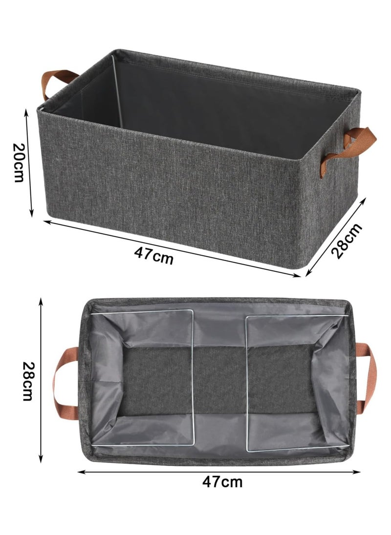 Relex 2 Pack Foldable Storage Bins, Rectangle Storage Box Organizer with Handles, Fabric Storage Bins for Organizing Clothes, Sheets, Toys, Books, Closet Shelf Organizer and Storage Cabinet (Grey)  - Image 2