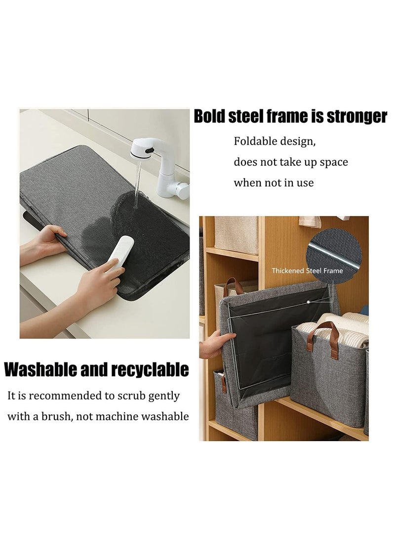 Relex 2 Pack Foldable Storage Bins, Rectangle Storage Box Organizer with Handles, Fabric Storage Bins for Organizing Clothes, Sheets, Toys, Books, Closet Shelf Organizer and Storage Cabinet (Grey)  - Image 4