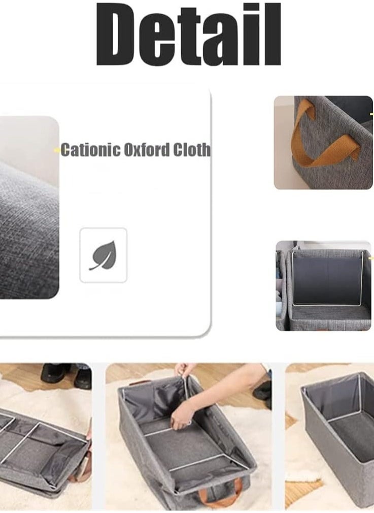 Relex 2 Pack Foldable Storage Bins, Rectangle Storage Box Organizer with Handles, Fabric Storage Bins for Organizing Clothes, Sheets, Toys, Books, Closet Shelf Organizer and Storage Cabinet (Grey)  - Image 5
