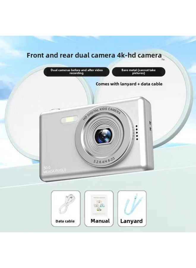 Generic High-definition Camera Can Take Pictures, Double-shot Cute Digital Camera, Campus Students Upload Mobile Phone Travel Record Camera-Body Color:Blue/white Memory Card * Clothes (without Camera - Package Four  - Image 1