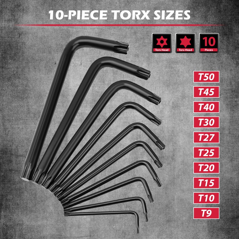 SEDY 41-Piece Hex Key Allen Wrench Set, L Shape Hex and Torx Key Wrenches with Torque Handle | SAE(0.028"-3/8") | Metric(0.7mm-10mm) | Torx(T9-T50) in 3-Layer Storage Case, Heat Treated Cr-V Steel - Image 2