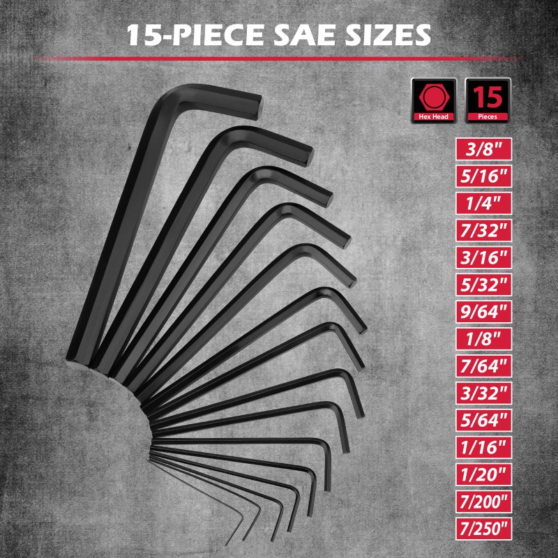 SEDY 41-Piece Hex Key Allen Wrench Set, L Shape Hex and Torx Key Wrenches with Torque Handle | SAE(0.028"-3/8") | Metric(0.7mm-10mm) | Torx(T9-T50) in 3-Layer Storage Case, Heat Treated Cr-V Steel - Image 4