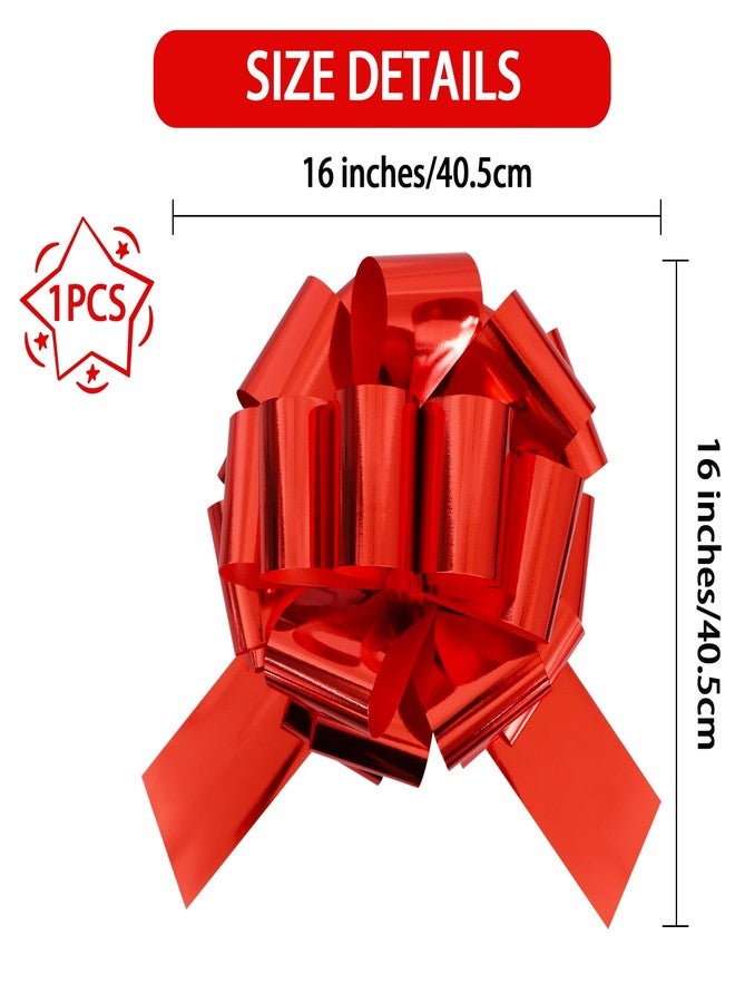 TONIFUL 16 Inch Red Large Bow Giant Big Pull Bow for Car, Bikes, Table, Big Toys, Applicants, Front Door Decor, Gift Wrapping, Christmas Tree & Party Decoration - Image 2