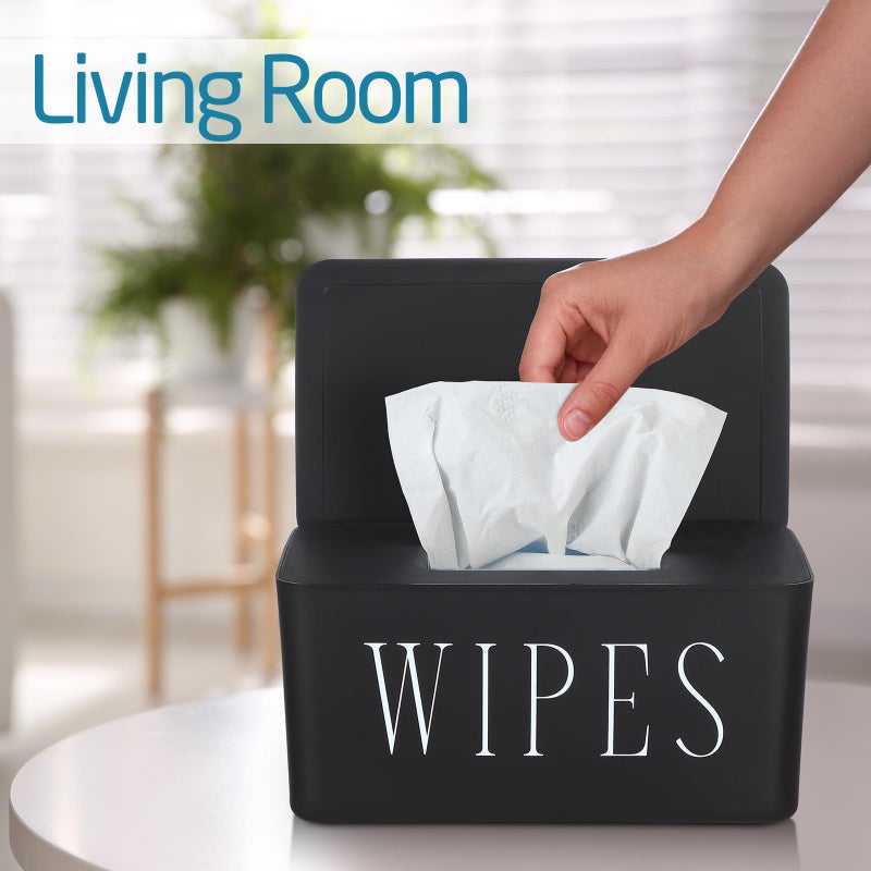 Singhoow 3 Pack Baby Wipes Dispenser Holder Wipe Container for Bathroom with Lid Toilet Tissue Paper Storage Refillable Box for Home Office Cars(Large,Black) - Image 5