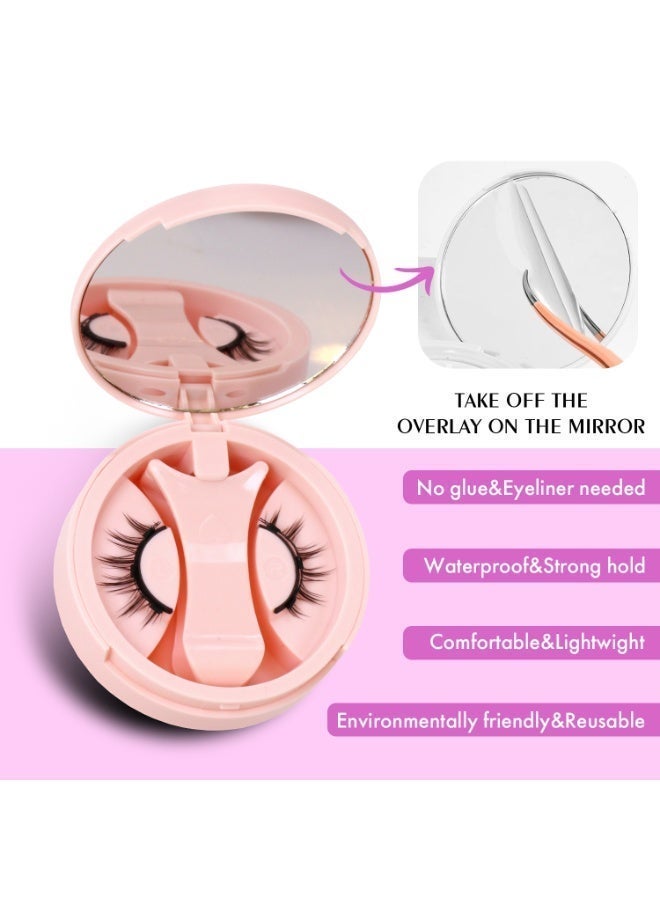 بقلم سابرينا رموش مغناطيسية بمظهر طبيعي، زوج واحد، بدون غراء، قابلة لإعادة الاستخدام، مع أداة وضع، ملقط، وحافظة مرآة، خفيفة الوزن، للاستخدام اليومي - Image 4