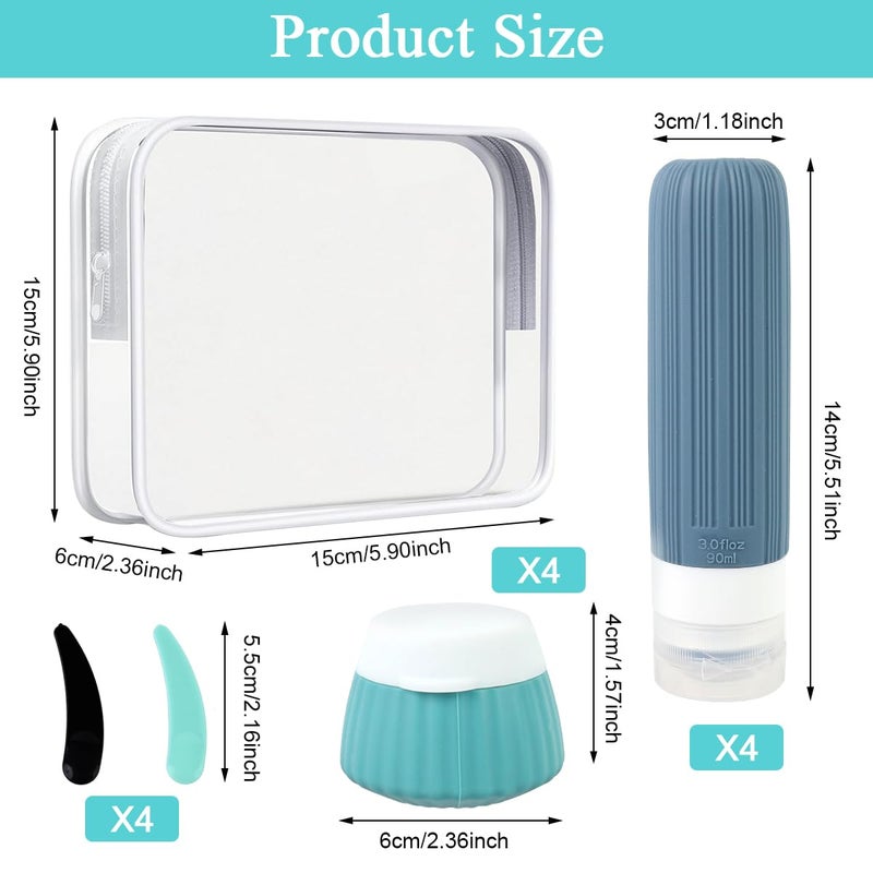 M'AYCREATE MAYCREATE® 8Pcs Travel Bottles 90ml /40ml Silicone Toiletries Bottles Face Cream Jars Bottle Leakingproof Refillable - Image 2