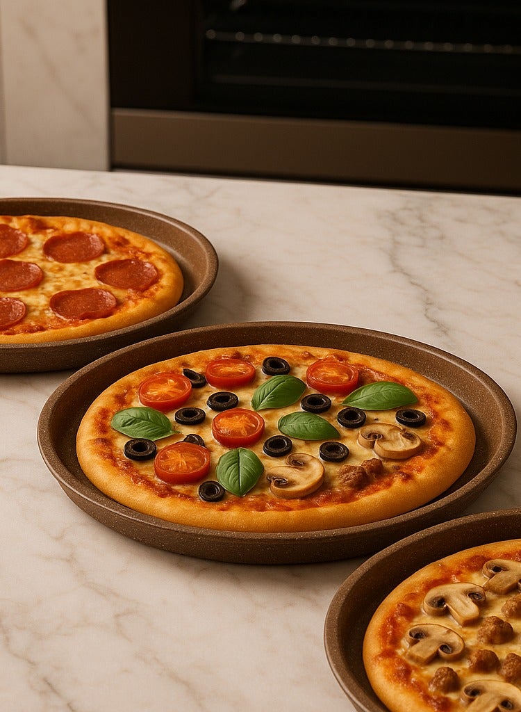 ALMUFARREJ 3-Piece Non-Stick Granite Pizza Pan Set - Image 1