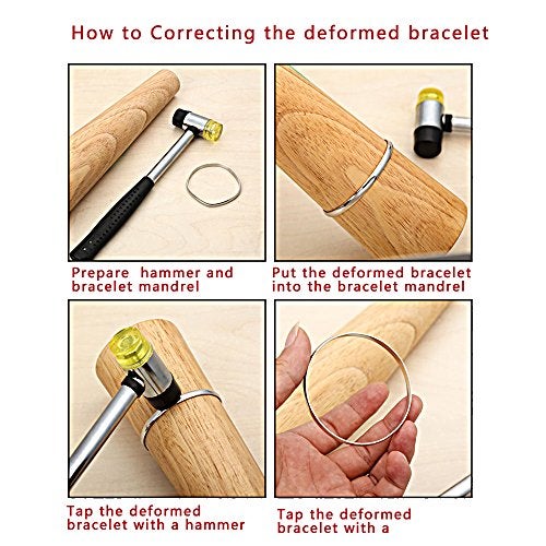 PHYHOO Jewelry Tool Wooden Oval Bracelet Sizing Bangle Mandrel Wire Wrapping Tool - Image 5