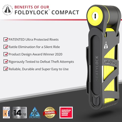 Seatylock قفل الدراجة القابل للطي Seatylock FoldyLock - قفل دراجة خفيف الوزن حاصل على جوائز ببراءة اختراع - قفل دراجة ثقيل مضاد للسرقة مع مفاتيح وحقيبة للدراجات أو السكوترات - Image 2