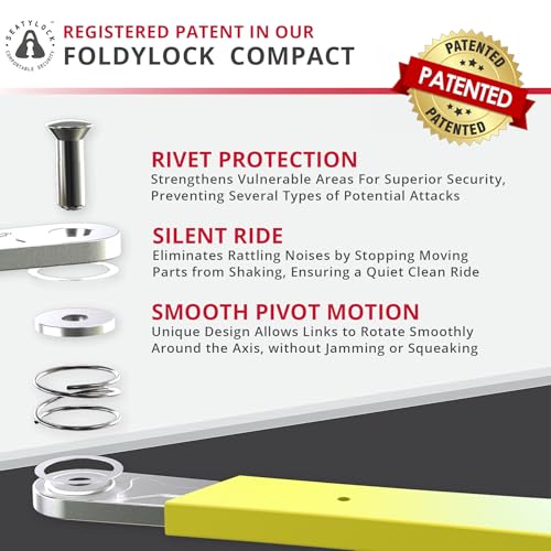Seatylock قفل الدراجة القابل للطي Seatylock FoldyLock - قفل دراجة خفيف الوزن حاصل على جوائز ببراءة اختراع - قفل دراجة ثقيل مضاد للسرقة مع مفاتيح وحقيبة للدراجات أو السكوترات - Image 3
