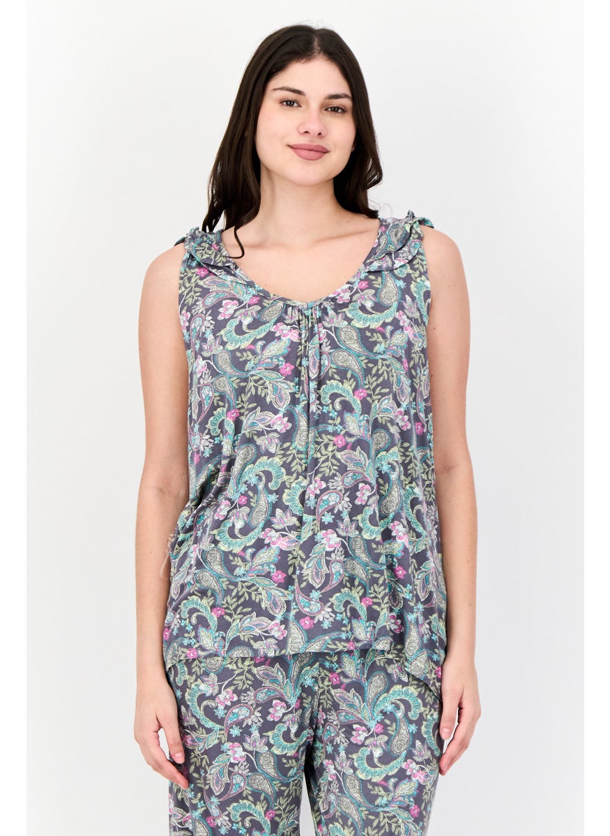 ELLEN TRACY Women 2Pcs Paisley Pattern Sleepwear Set, Multicolor  - Image 2