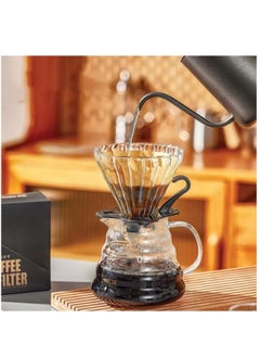 رانك  طقم تقطير v60 الة قهوة مكونة من قمع زجاجي وسيرفر زجاجي ومعلقة قياس وفلتر قهوة  - Image 2