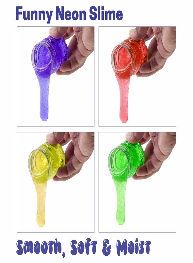 Chanak Neon Colored Glitter Scented Slime Kit - Soft, Non-Sticky, Stress-Relief Non-Toxic Squishy Slime Toy Multicolor for Kids for Boys Girls, Above 5+ Age Each 100ml (Pack of 12) - Image 4