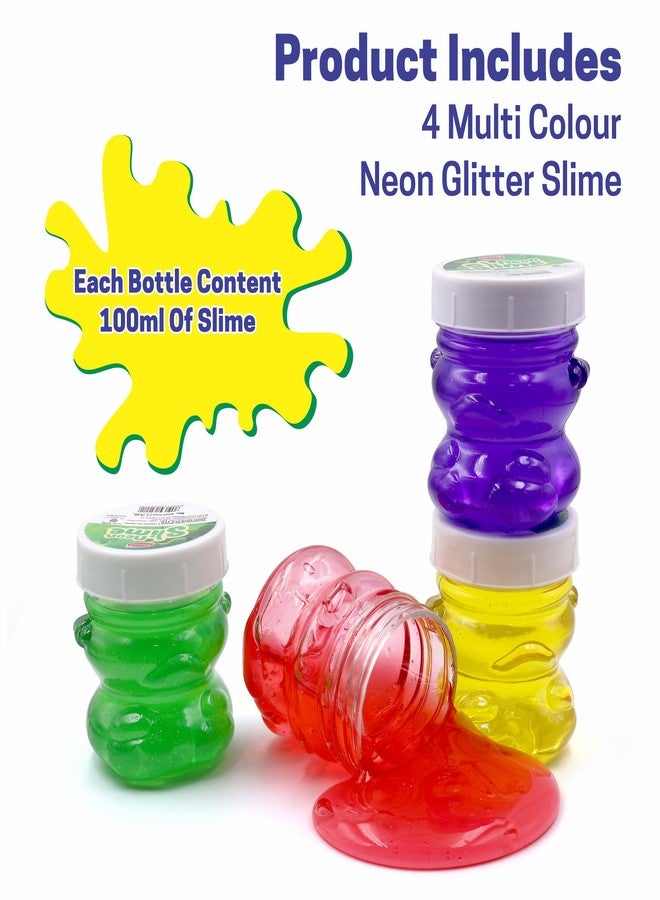 Chanak Neon Colored Glitter Scented Slime Kit - Soft, Non-Sticky, Stress-Relief Non-Toxic Squishy Slime Toy Multicolor for Kids for Boys Girls, Above 5+ Age Each 100ml (Pack of 12) - Image 3
