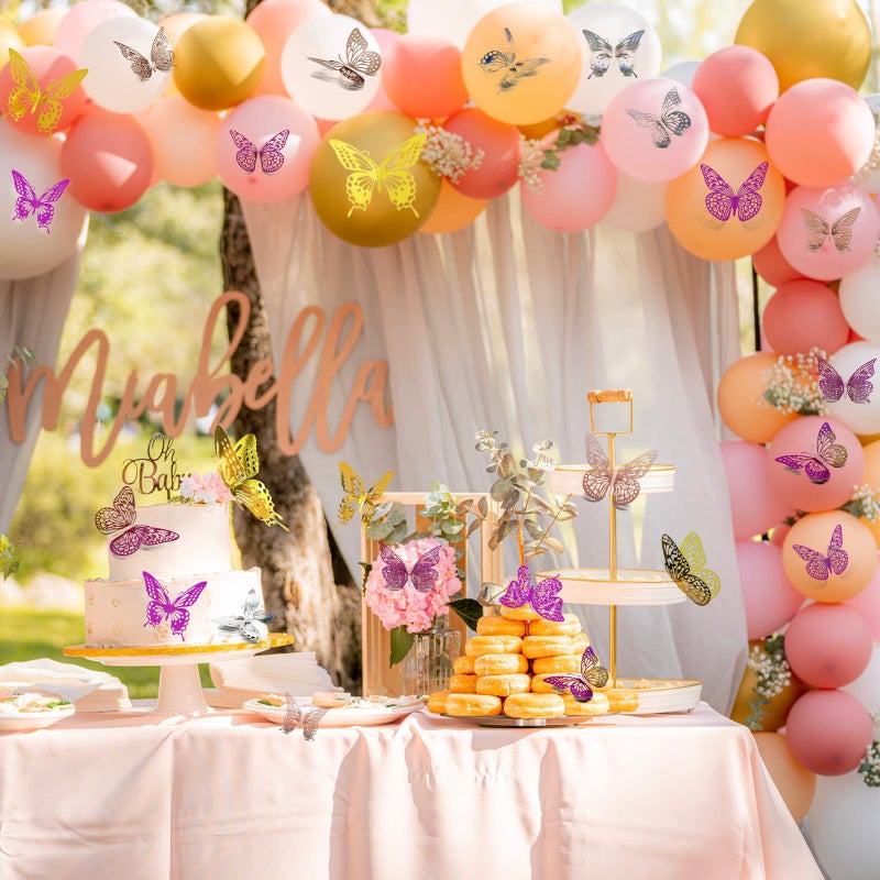 Meikeer 3D Butterfly Wall Decor 48 Pcs 4 Styles 3 Sizes  for Birthday Decorations Party Decorations  Removable Wall Stickers Interior Decoracions Kids Nursery Classroom Wedding Decor (Pink) - Image 5