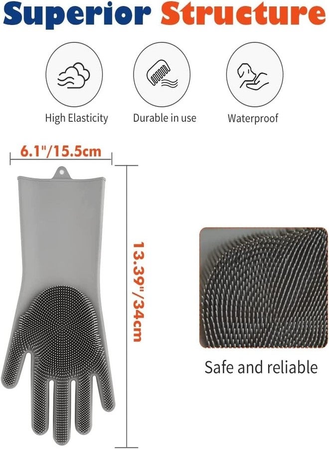 ZIGZAP Silicone Pet Bathing Gloves (1 Pair) with Shampoo Dispensing Brush | Dog & Cat Grooming Gloves for Bathing, Fur Cleaning, Deshedding & Massage | Soft Rubber Pet Wash Tool - Image 3
