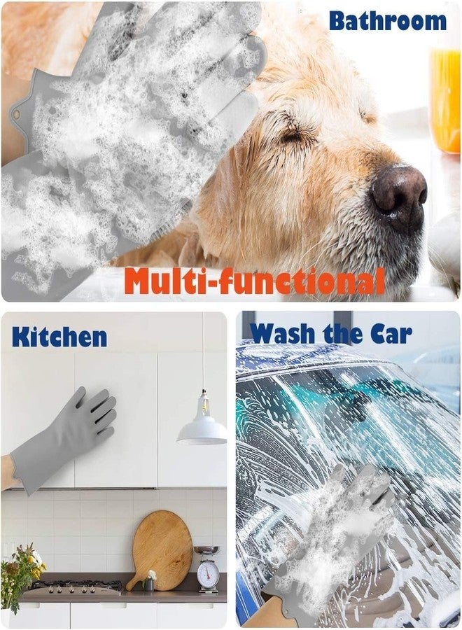 ZIGZAP Silicone Pet Bathing Gloves (1 Pair) with Shampoo Dispensing Brush | Dog & Cat Grooming Gloves for Bathing, Fur Cleaning, Deshedding & Massage | Soft Rubber Pet Wash Tool - Image 5