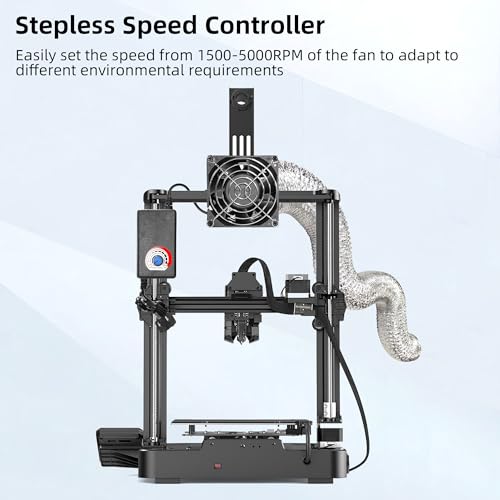 AMCHIXIN 3.15" 12V Axial Exhaust Vent Fan with 3" Square to Round Duct Plate Stepless Speed Control Smoke Extractor Fan Kit for 3D Printer Enclosure Laser Engraver Soldering Small Grow Tents - Image 3