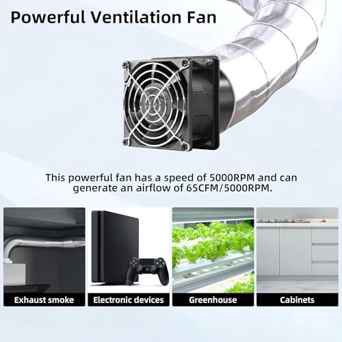 AMCHIXIN 3.15" 12V Axial Exhaust Vent Fan with 3" Square to Round Duct Plate Stepless Speed Control Smoke Extractor Fan Kit for 3D Printer Enclosure Laser Engraver Soldering Small Grow Tents - Image 5