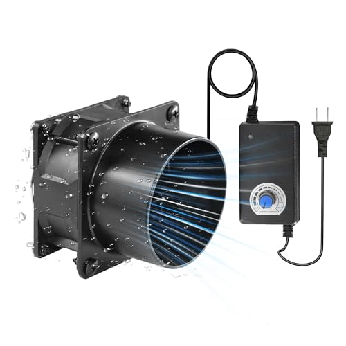 AMCHIXIN 3.15" 12V Axial Exhaust Vent Fan with 3" Square to Round Duct Plate Stepless Speed Control Smoke Extractor Fan Kit for 3D Printer Enclosure Laser Engraver Soldering Small Grow Tents - Image 1
