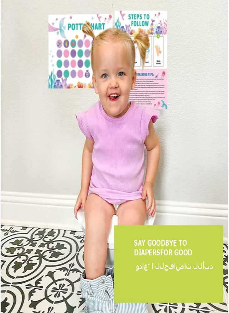 NoorTech Mermaid Potty Training Chart for Toddler Potty Chart for Boys with Stickers Sticker Chart for Kids Potty Training Reward Sticker Chart for Preschool Boys Girls Kids - Image 4