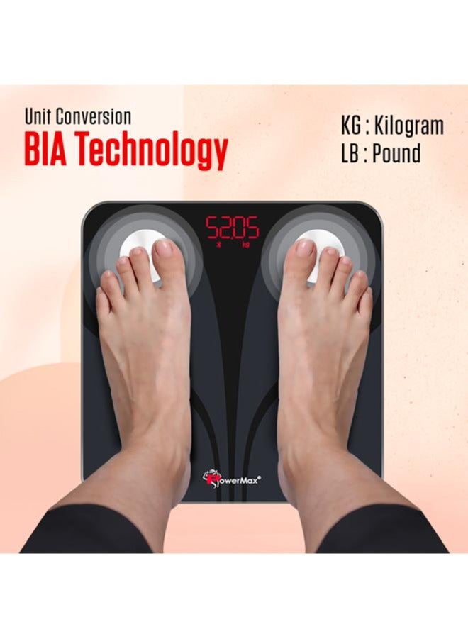 PowerMax Fitness PowerMax Fitness® Bluetooth Body Fat Scale - Smart BMI Digital Bathroom Wireless Weight Scale & Body Composition Analyser with SmartPhone App (Upto Foot Size 9, Model: BCA-130) - Image 3