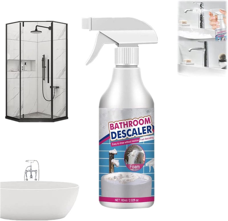 كلاراكو منظف البقع الصعبة، منظف مزيل الترسبات للحمامات، منظف الترسبات الكلسية لزجاج الدش، بخاخ منظف رغوي للحمامات، عامل تنظيف قوي متعدد الأغراض لإزالة الترسبات الكلسية لحوض الاستحمام والمرحاض والدش (قطعة واحدة) - Image 1