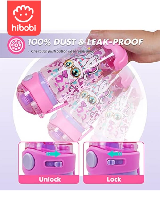 hibobi 650Ml Sippy Cup Water Bottle for Kids with Cat Design, Easy-to-Carry School & Travel Bottle for Girls  - Image 3