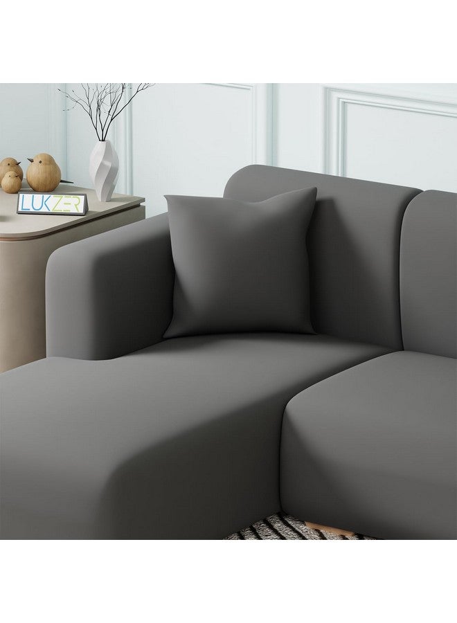 Lukzer غطاء أريكة على شكل L من لوكزر مصنوع من مزيج البوليستر للأثاث في غرفة المعيشة غطاء مرن للأرائك والمزيد (الجانب الأيسر، رمادي سادة) - Image 4