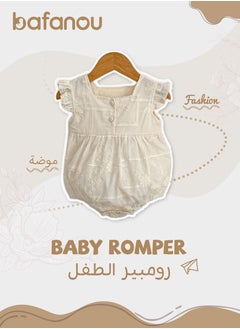 Bafanou ‌Bafanou Summer Solid Infant Girls Romper Newborn Casual Flying Sleeve Playsuit 0-24M For Baby Girls  - Image 1
