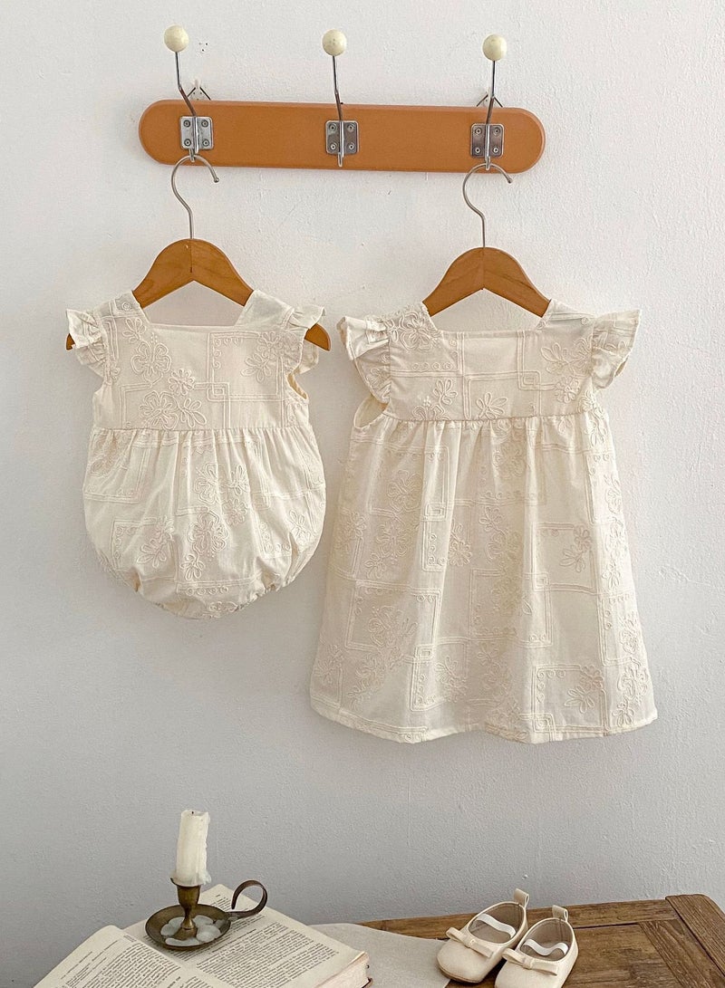 ‌Bafanou Summer Solid Infant Girls Romper Newborn Casual Flying Sleeve Playsuit 0-24M For Baby Girls