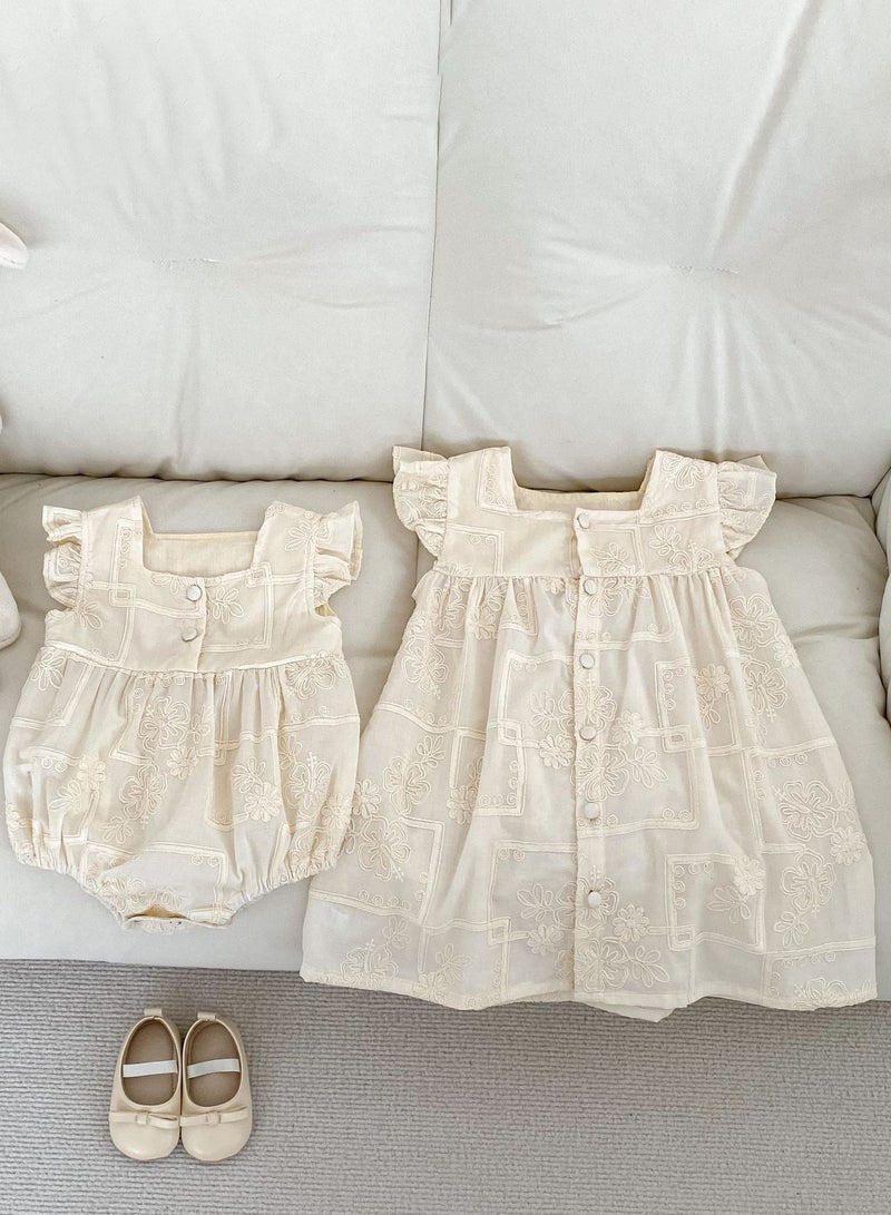 ‌Bafanou Summer Solid Infant Girls Romper Newborn Casual Flying Sleeve Playsuit 0-24M For Baby Girls