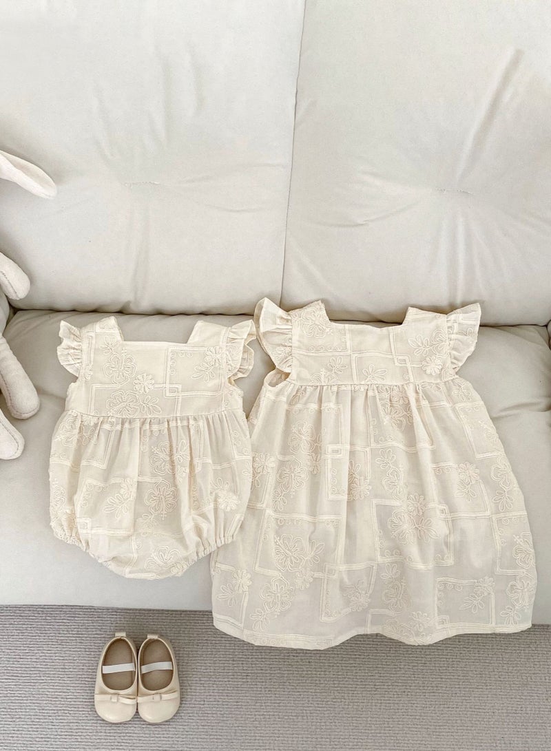 ‌Bafanou Summer Solid Infant Girls Romper Newborn Casual Flying Sleeve Playsuit 0-24M For Baby Girls