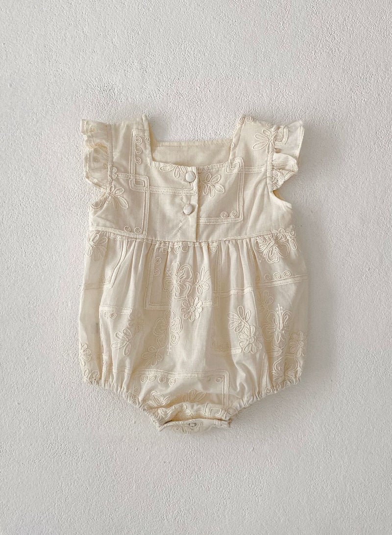 ‌Bafanou Summer Solid Infant Girls Romper Newborn Casual Flying Sleeve Playsuit 0-24M For Baby Girls