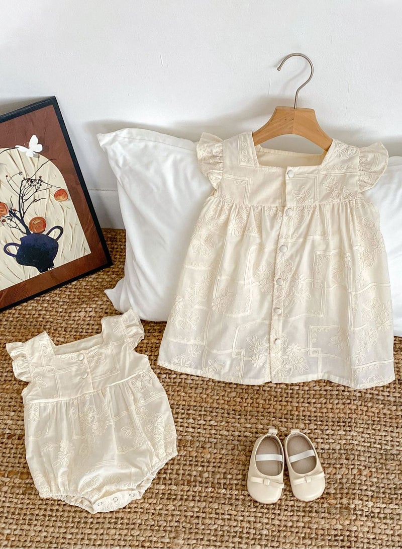 ‌Bafanou Summer Solid Infant Girls Romper Newborn Casual Flying Sleeve Playsuit 0-24M For Baby Girls