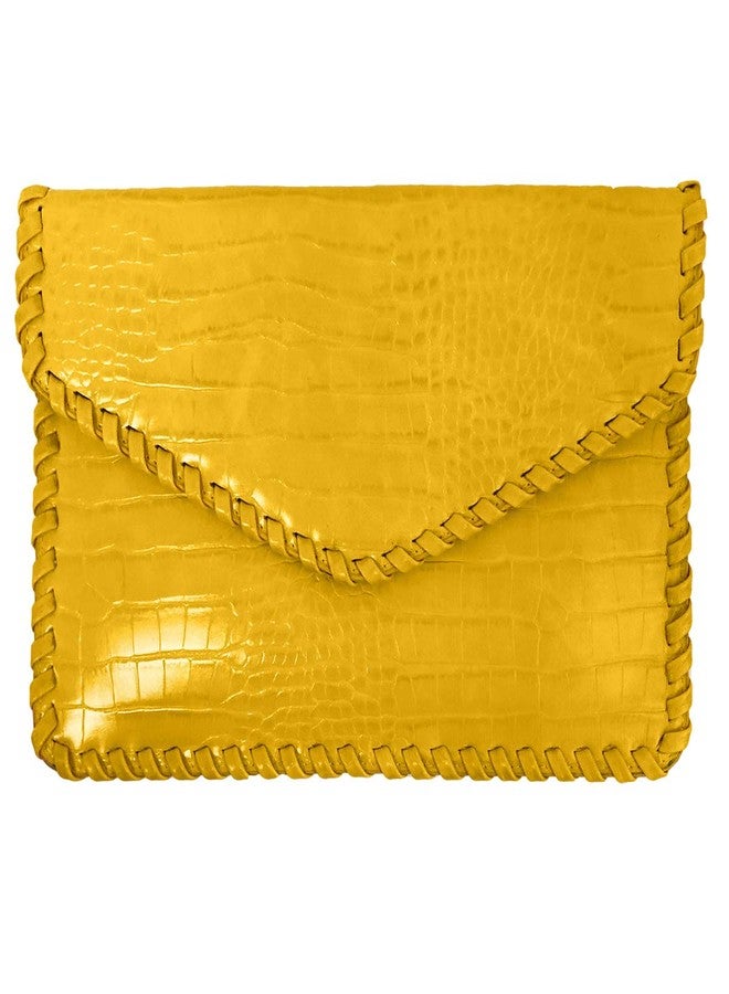 JNB Flat Crocodile Pattern Envelope clutch,Yellow - Image 1