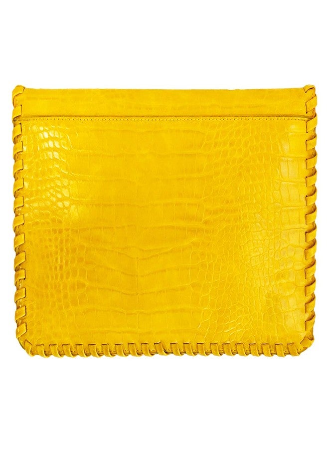 JNB Flat Crocodile Pattern Envelope clutch,Yellow - Image 2