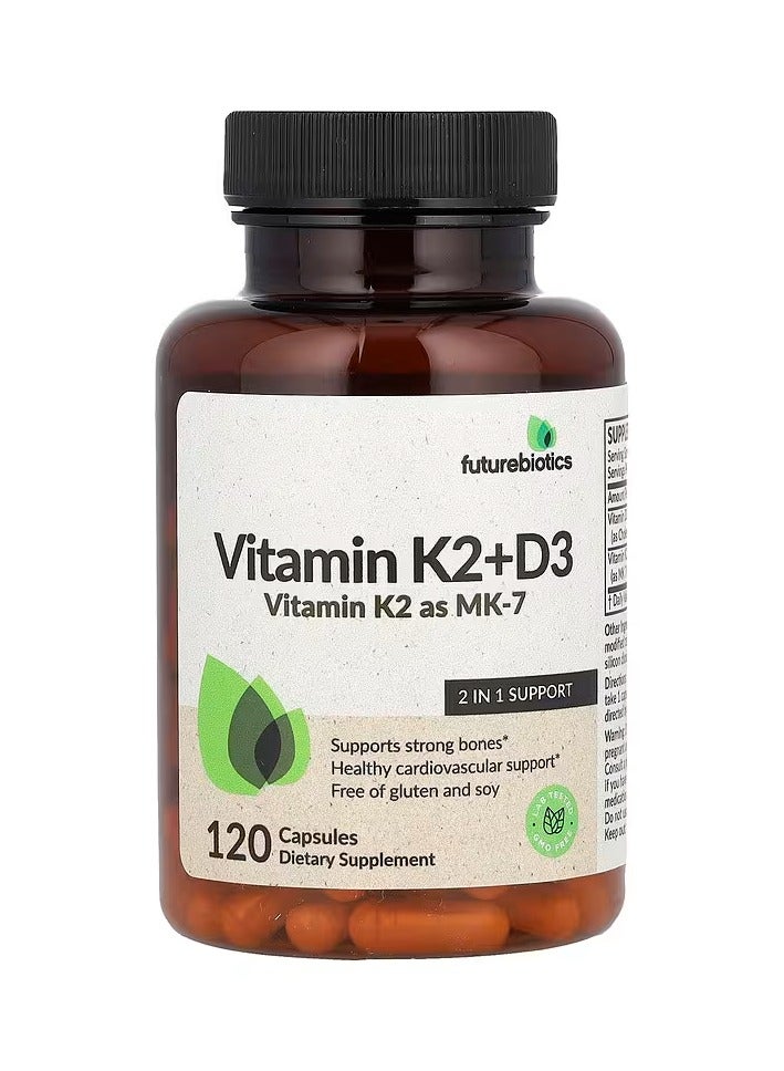 Futurebiotics Vitamin K2 + D3 with Vitamin K2 as MK-7, 120 Capsules - Image 1