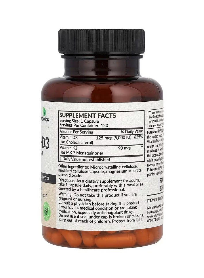 Futurebiotics Vitamin K2 + D3 with Vitamin K2 as MK-7, 120 Capsules - Image 2