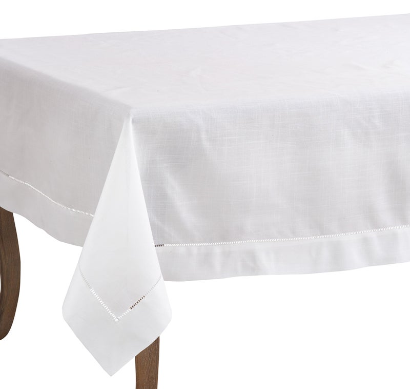 Saro Lifestyle SARO LIFESTYLE Hemstitched Border Tablecloth White 70x120 