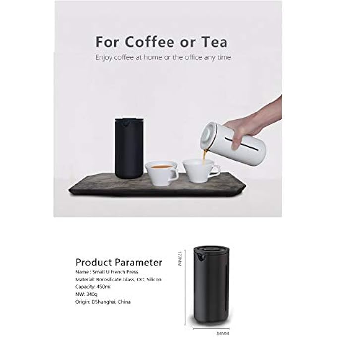 TIMEMORE Original Design Small U French Press Coffee Maker Tea Maker  Heat Resistant Glass  Home Barista 450 Milliliter - Image 5