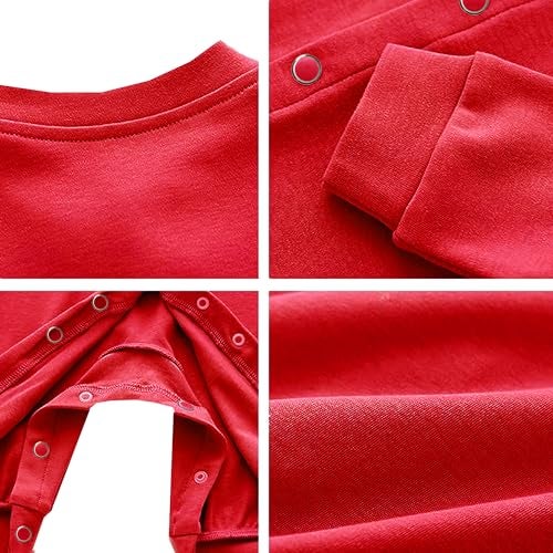 VParents Aqua Full Length Printed Baby Footies Sleepsuit Romper Pack of 3 - New Born (New Born, Red) - Image 3