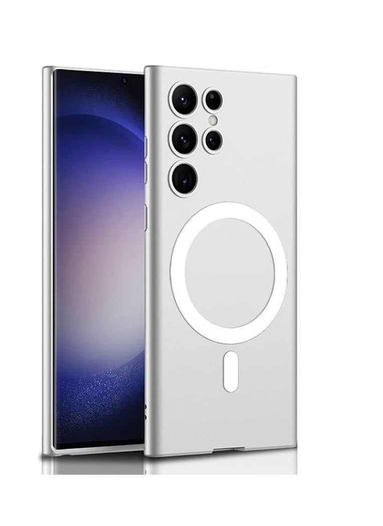 Case - Magnetic Case for Samsung Galaxy S24 Ultra Case for Women Men Compatible with Magsafe, Soft TPU Shockproof Protective Case with Camera Protector - Silver - Image 1