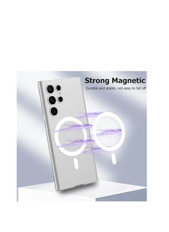 Case Magnetic Case for Samsung Galaxy S24 Ultra Case for Women Men Compatible with Magsafe, Soft TPU Shockproof Protective Case with Camera Protector - Silver  - Image 3