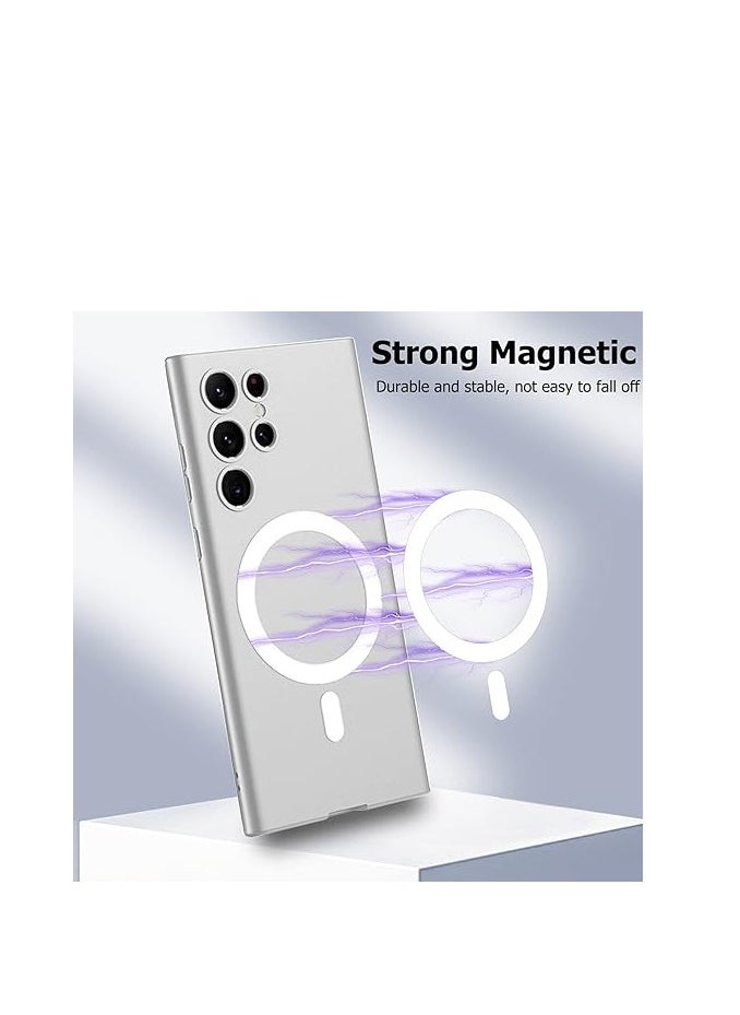 Case - Magnetic Case for Samsung Galaxy S24 Ultra Case for Women Men Compatible with Magsafe, Soft TPU Shockproof Protective Case with Camera Protector - Silver - Image 1